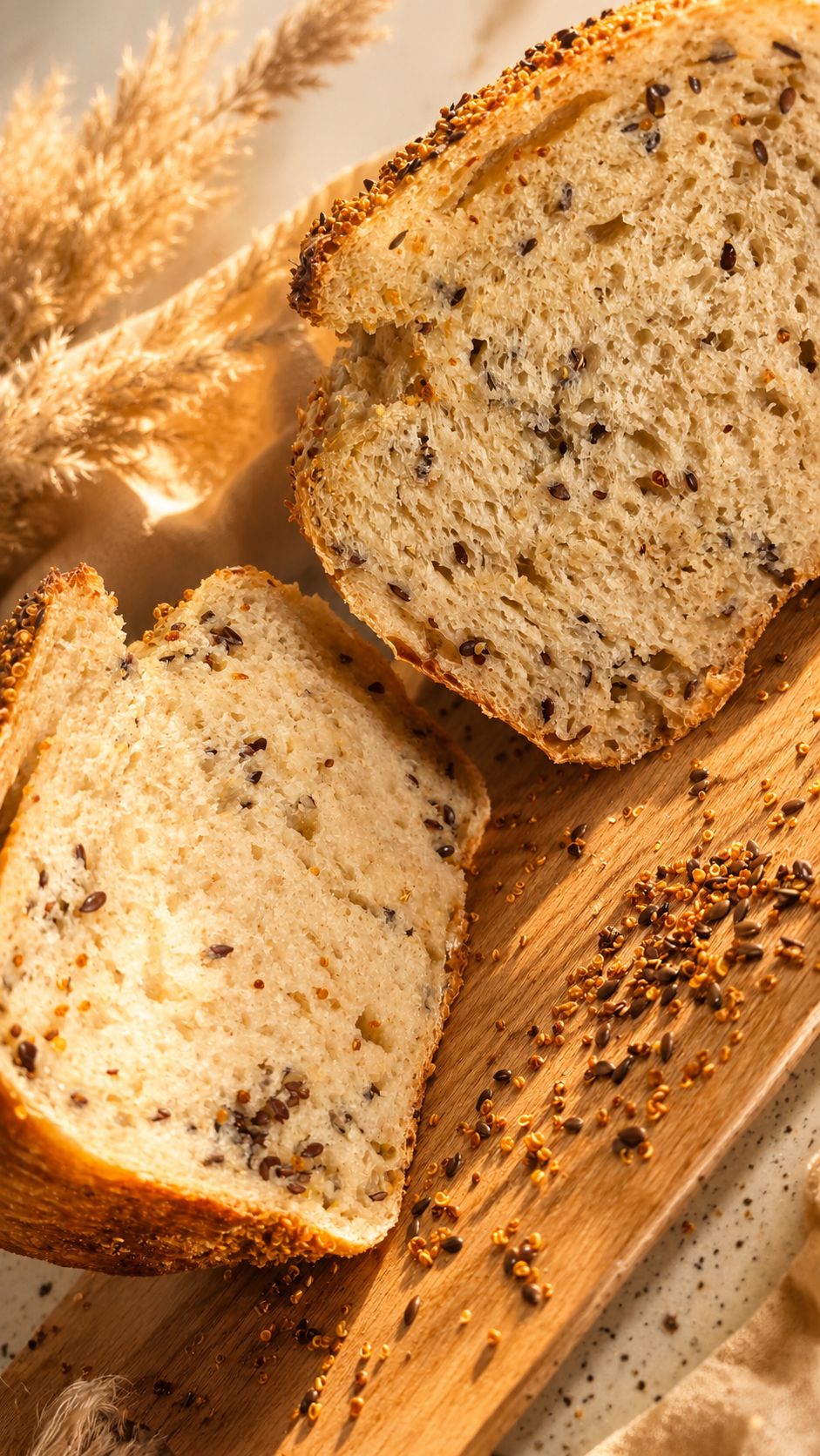 Pan de masa madre con quinua y linaza